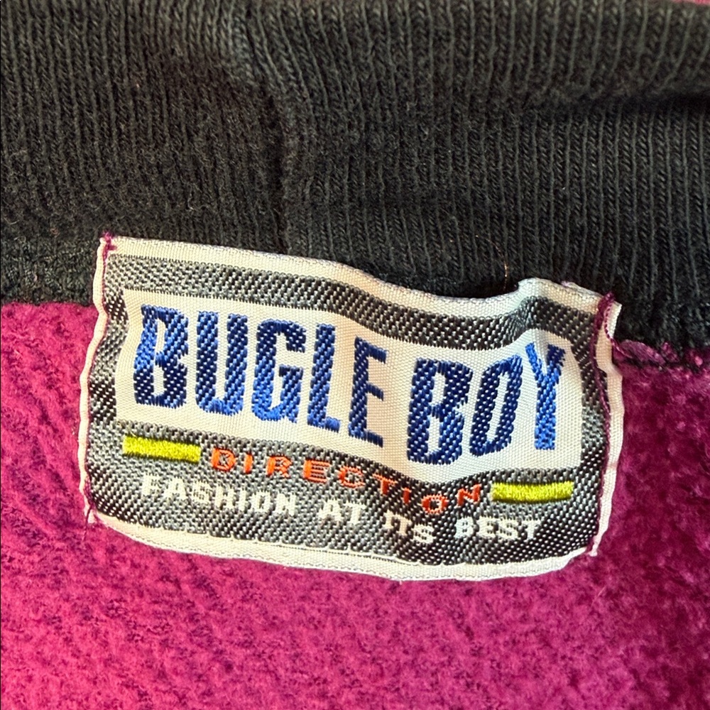 Vintage Bugle Boy Quarter Zip Sweatshirt Mens L XL Magenta 90s Y2K Pullover - Picture 8 of 9